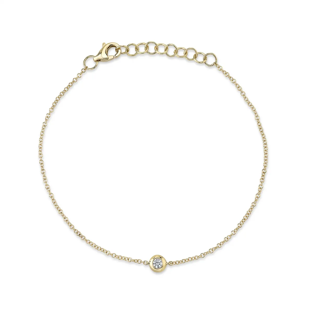 14K Yellow Gold Single Diamond Bezel Bracelet