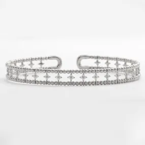 14KW 0.75CTW DIAMOND OPEN CUFF BANGLE - 3 BEADS