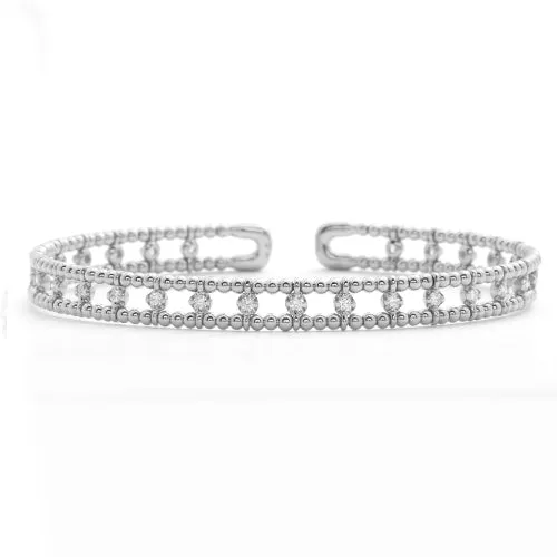 14KW 0.75CTW DIAMOND OPEN CUFF BANGLE