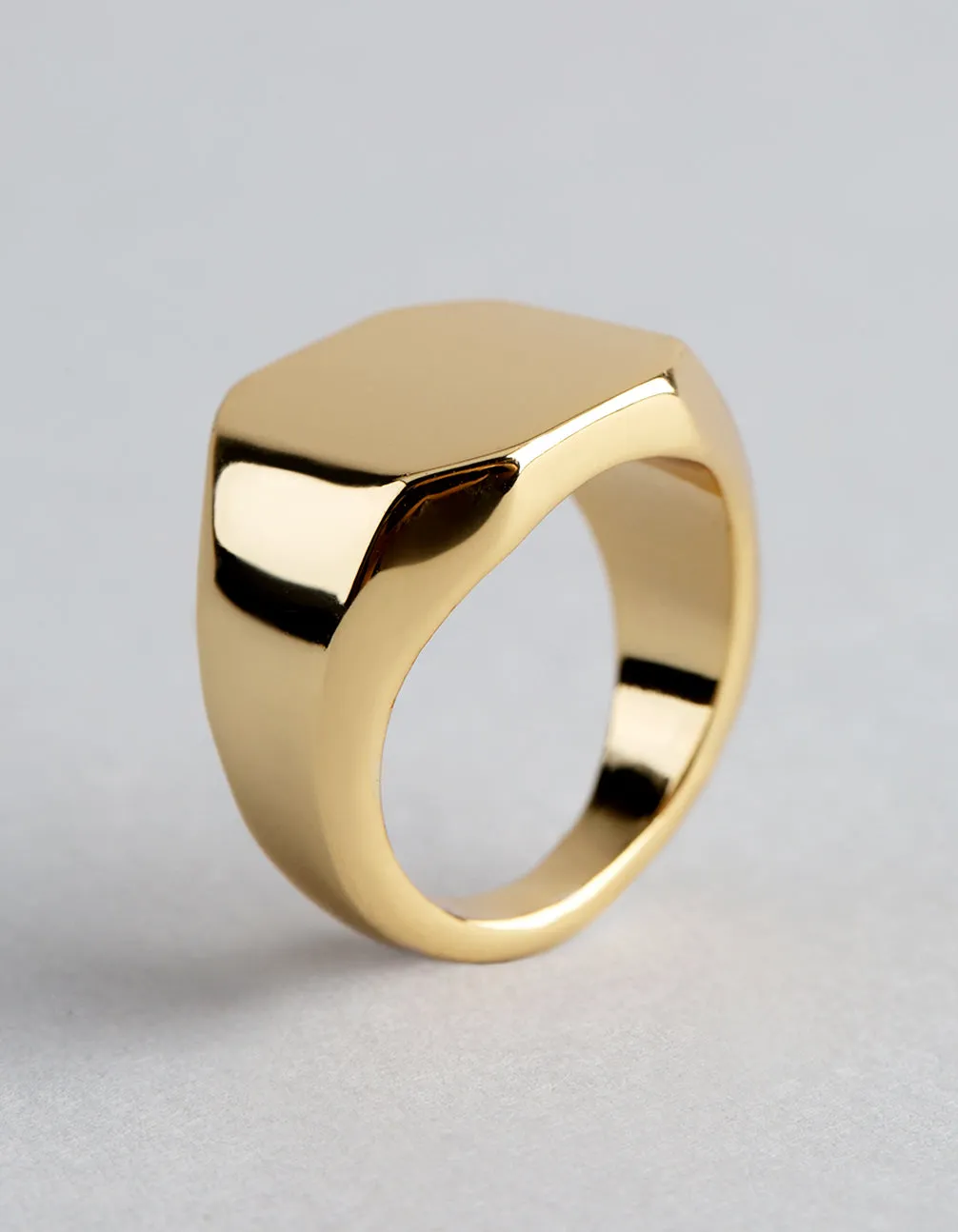 18ct Gold Plated Brass Octagon Signet Ring