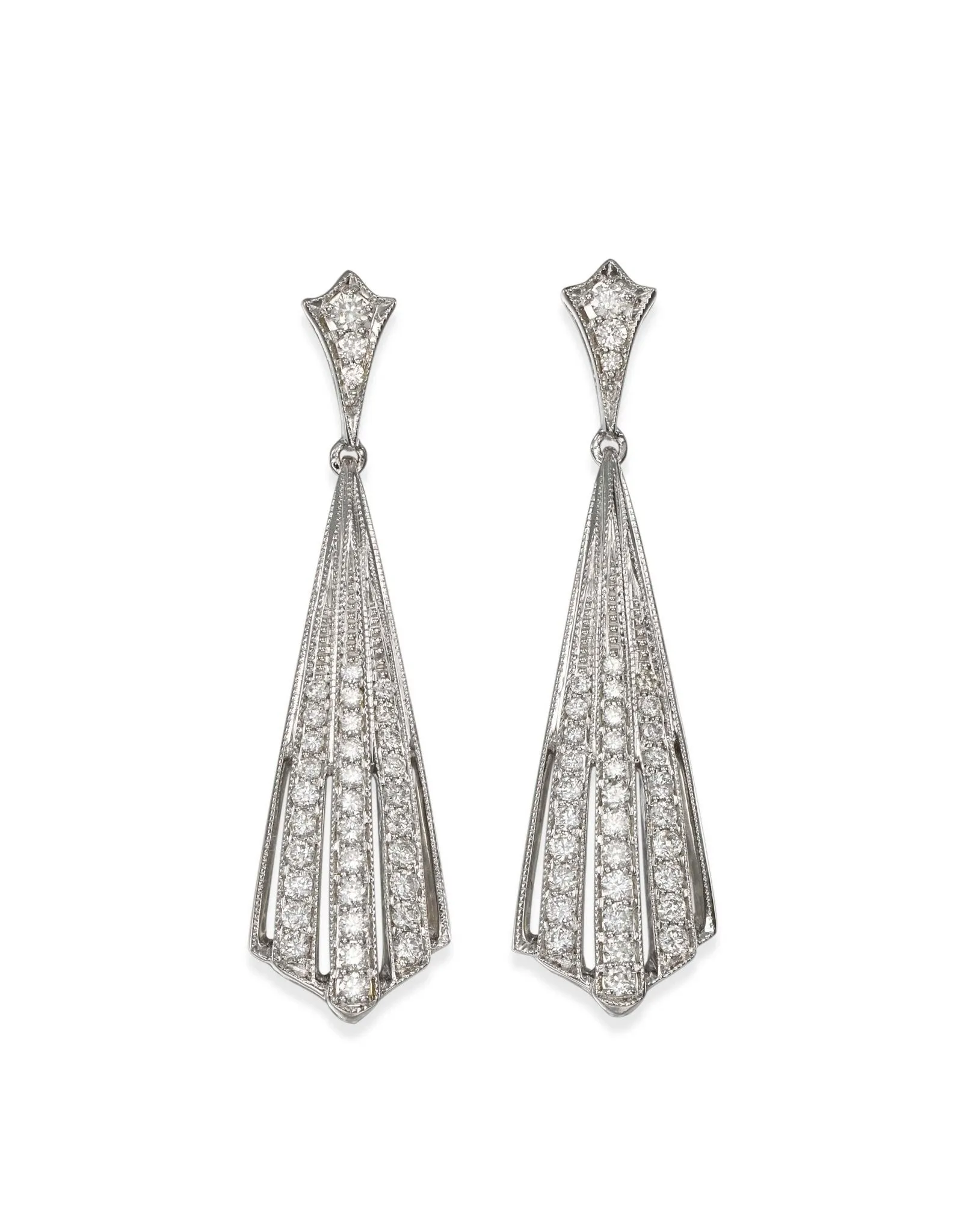 18ct White Gold Diamond Drop Earrings