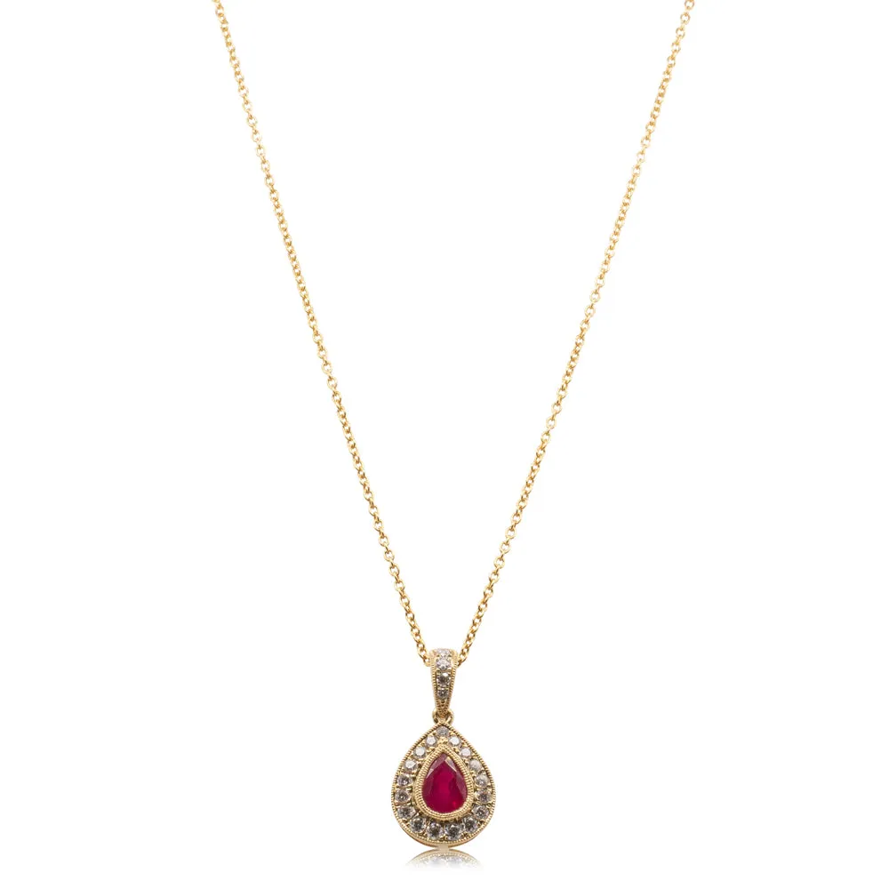 18ct Yellow Gold Ruby & Diamond Necklace