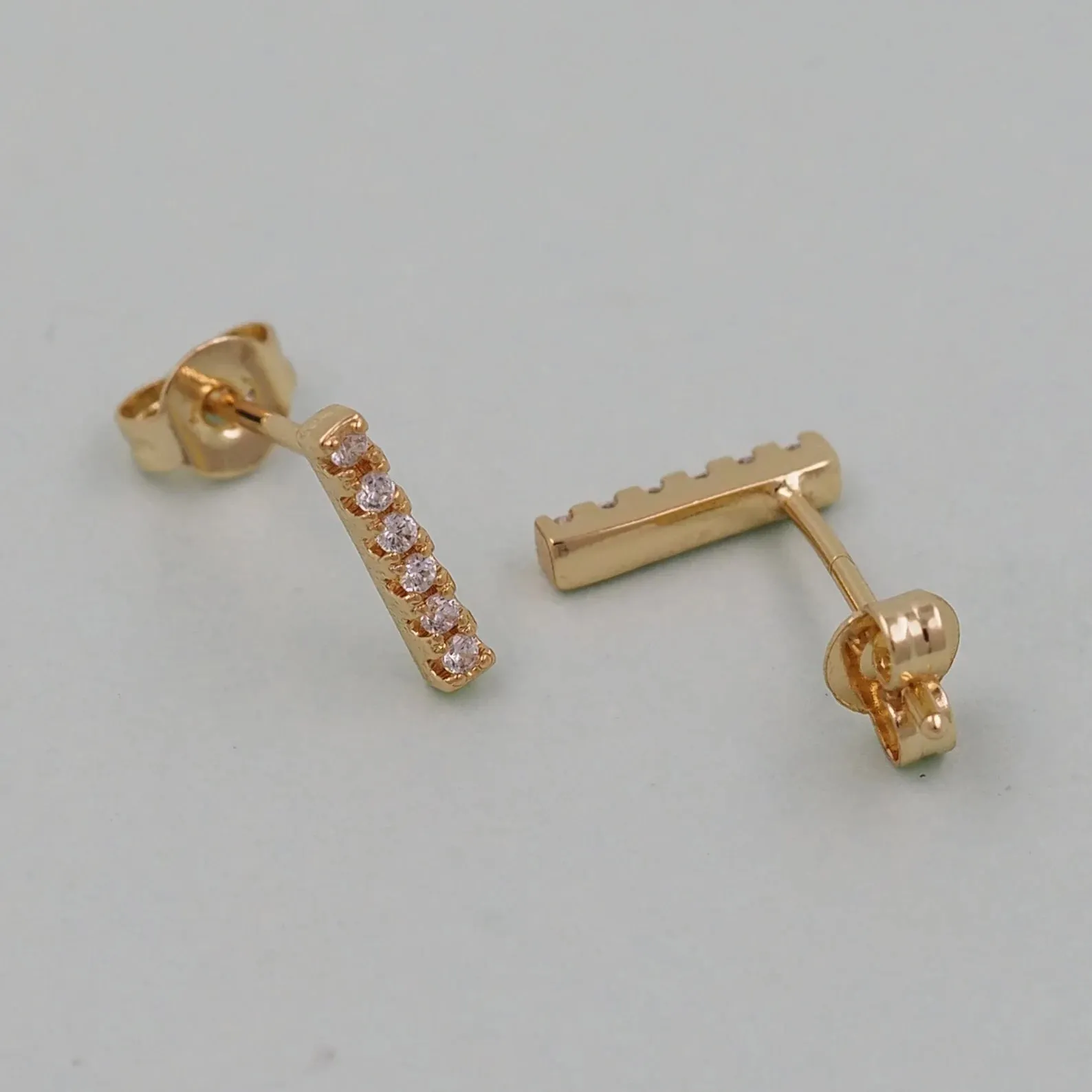 18K Gold Filled CZ Bar Earrings