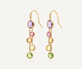 18K Yellow Gold Gemstone 2-Strand Earrings