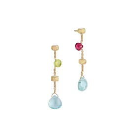 18K Yellow Gold Mixed Gemstone Drop Earrings