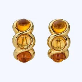 1980s 18K Yellow Gold Citrine Hoops