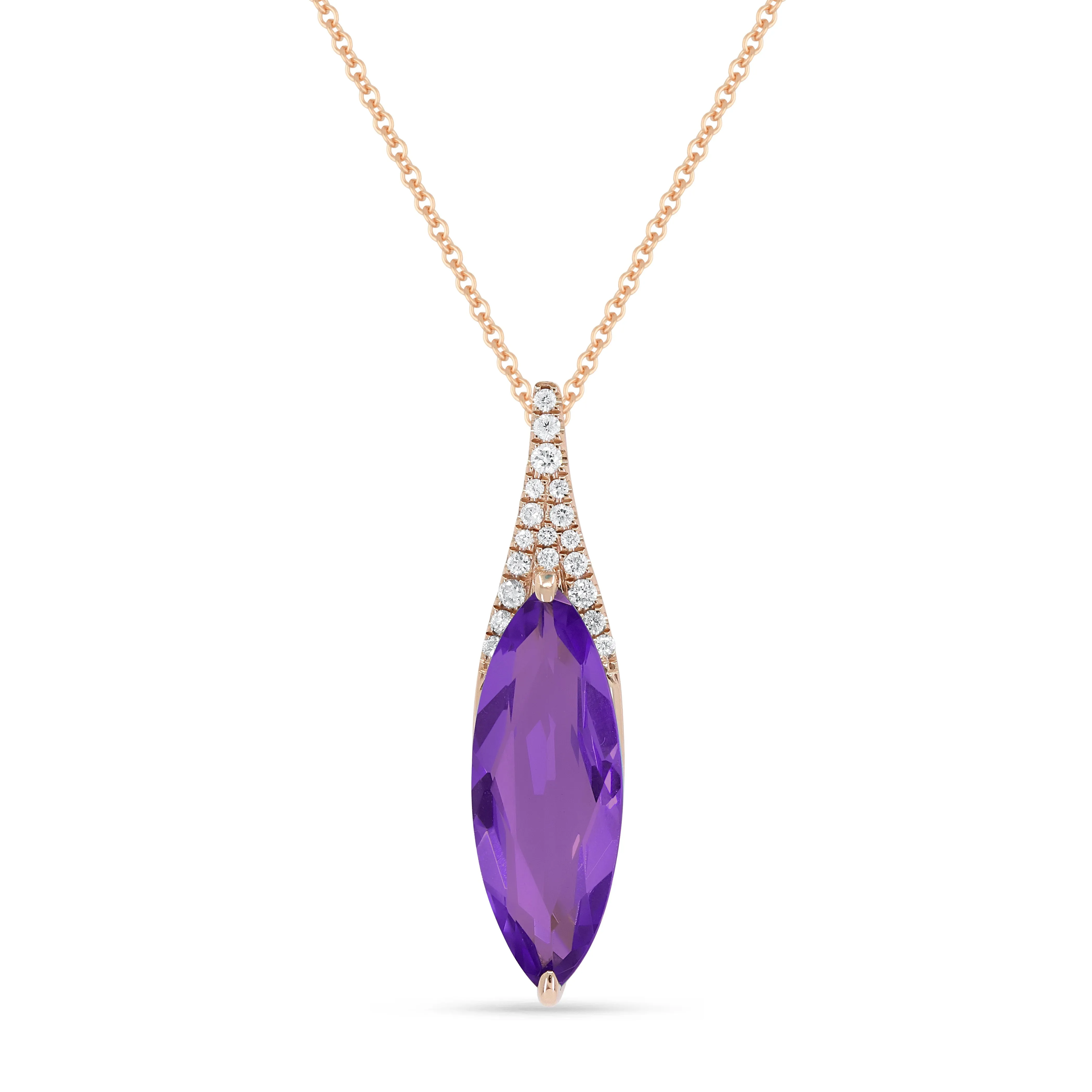 2.09ct Amethyst 16"Pendant Necklace in 14K Rose Gold