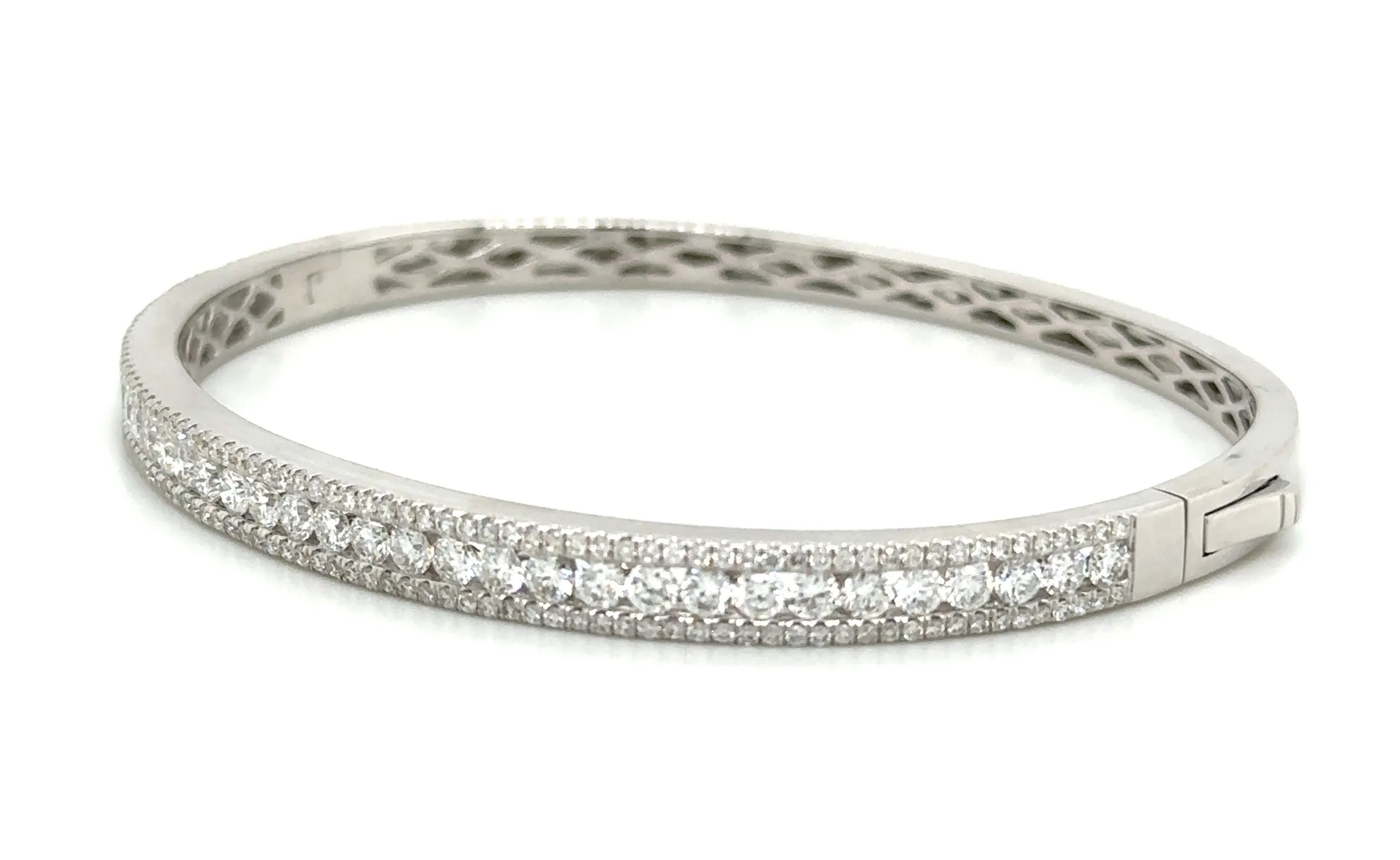 2.47ct tw Triple Row Diamond White Gold Bangle Bracelet