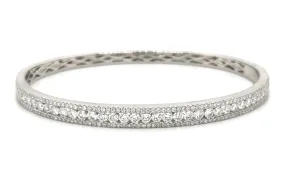 2.47ct tw Triple Row Diamond White Gold Bangle Bracelet