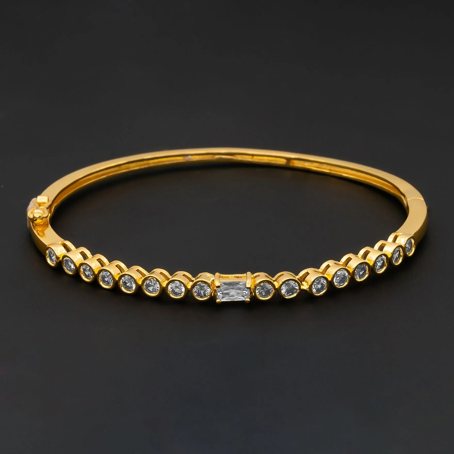 24ct Heavy Gold Plated Stone Bangle PSBRB65W-002