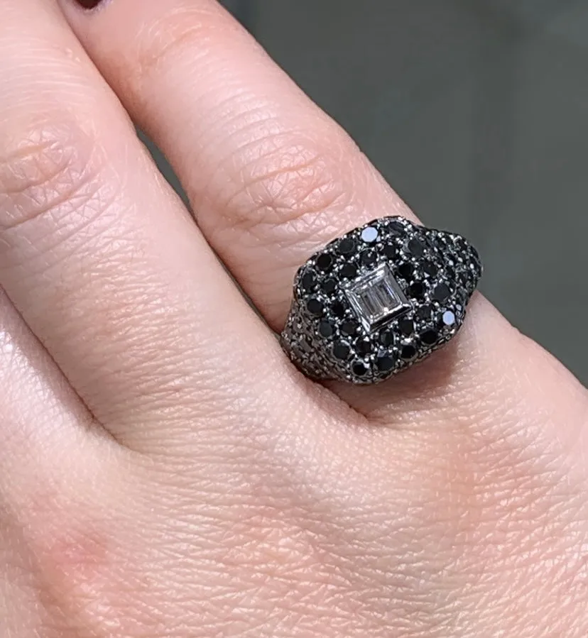 2.52ctw Black Diamond 18K White Gold & Black Rhodium Pinky Ring