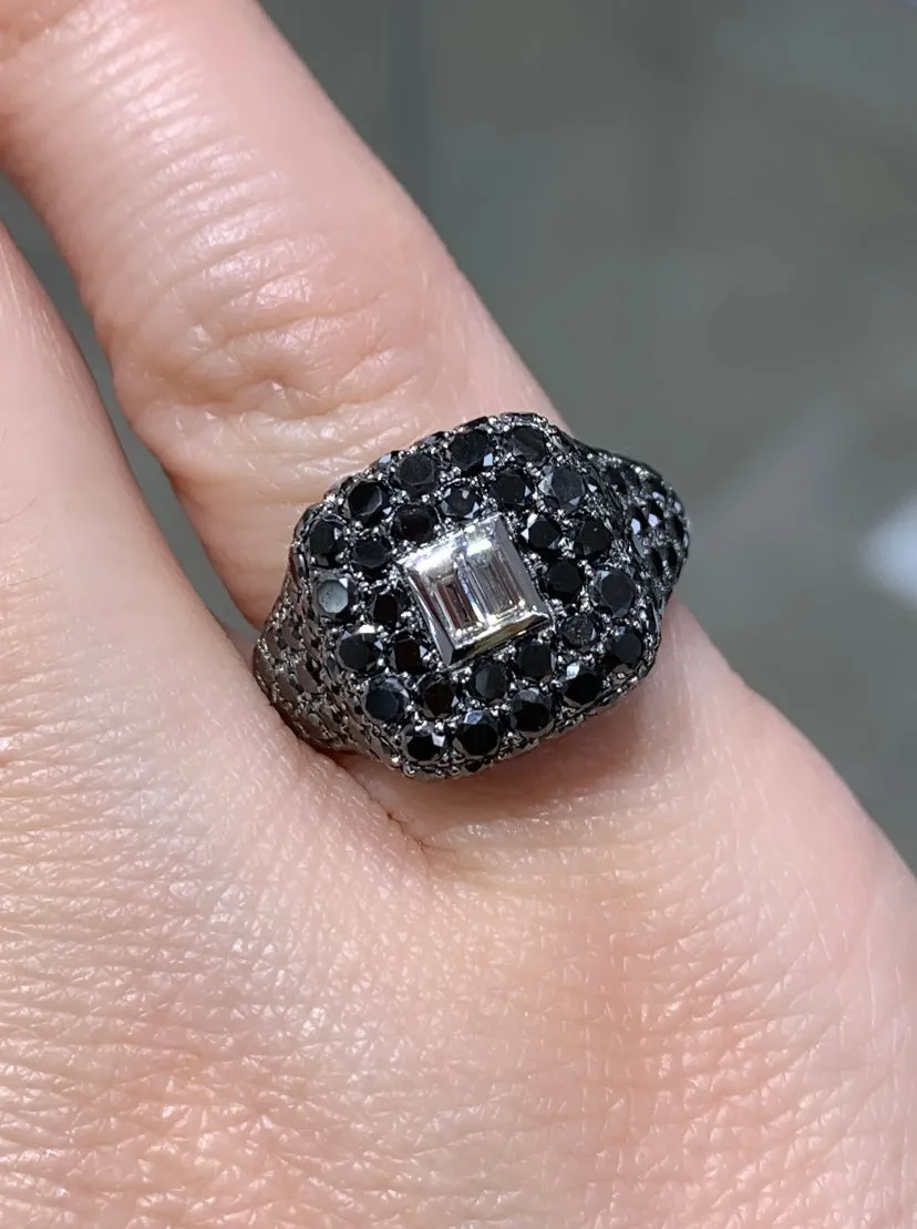 2.52ctw Black Diamond 18K White Gold & Black Rhodium Pinky Ring