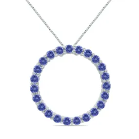 2.95Ctw Tanzanite Circle Pendant In Sterling Silver