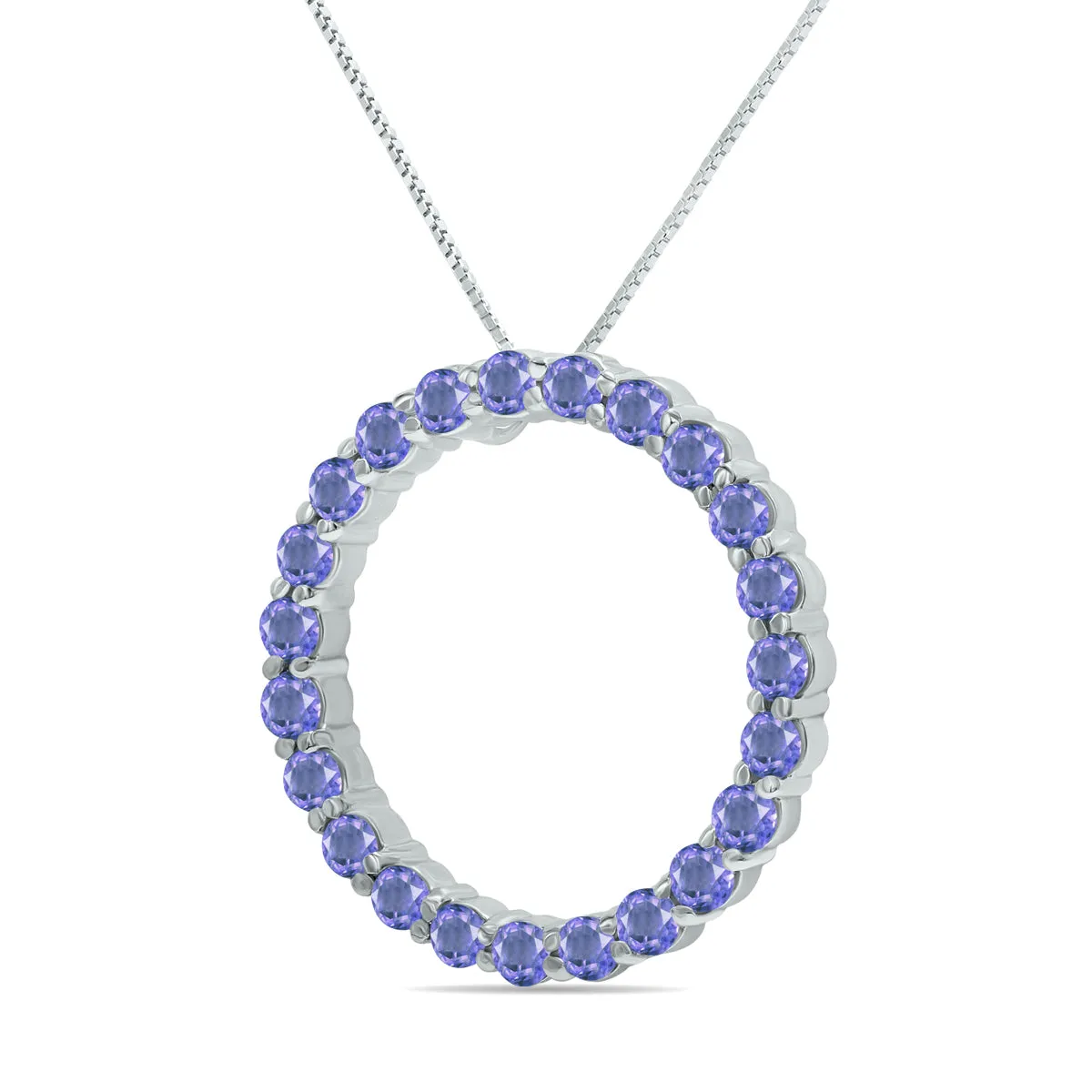 2.95Ctw Tanzanite Circle Pendant In Sterling Silver