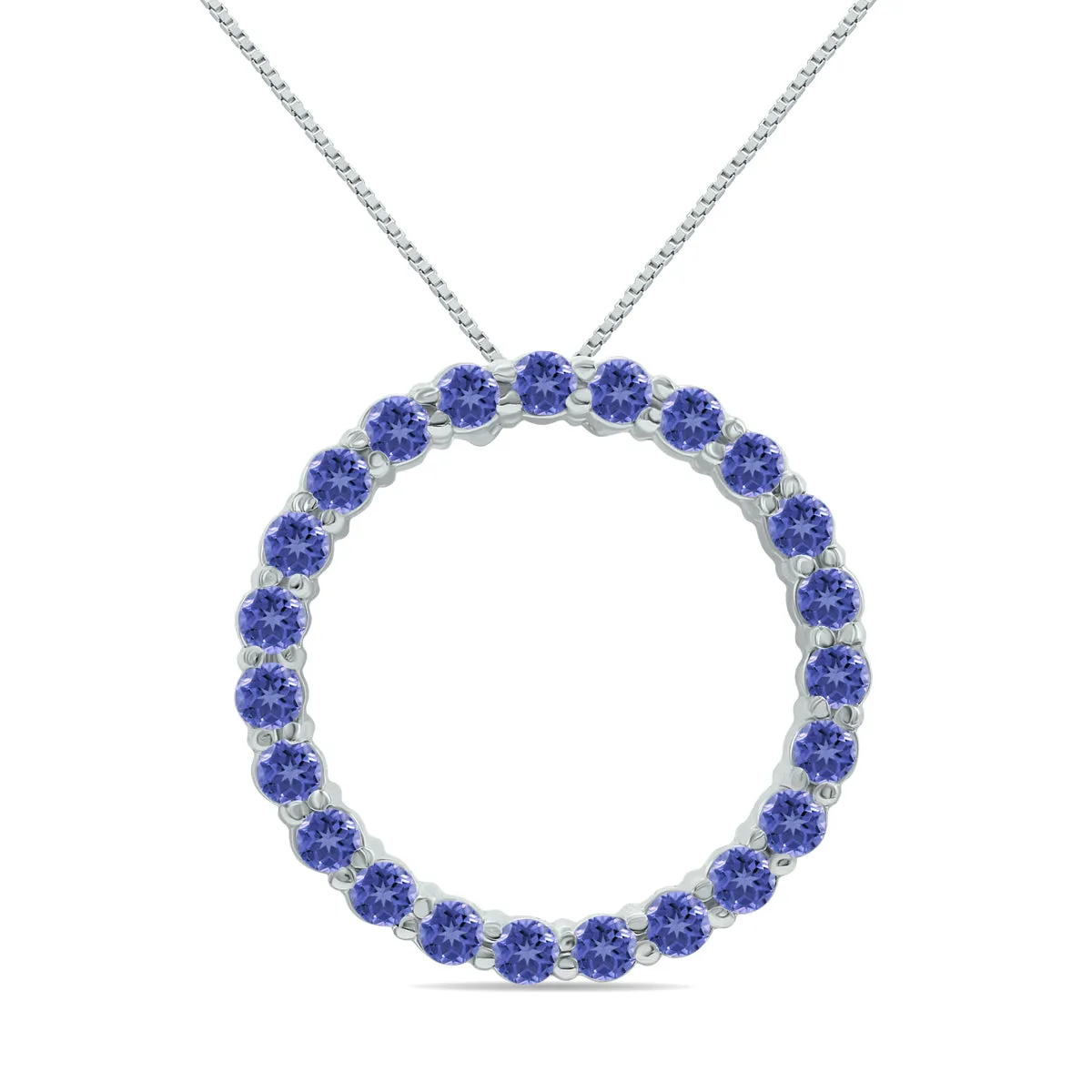 2.95Ctw Tanzanite Circle Pendant In Sterling Silver