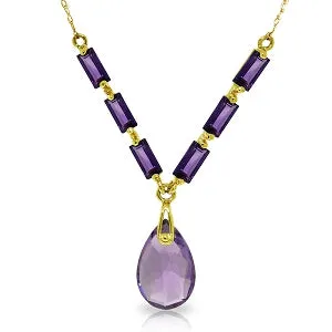 4.35 Carat 14K Solid Yellow Gold This Is Love Amethyst Necklace