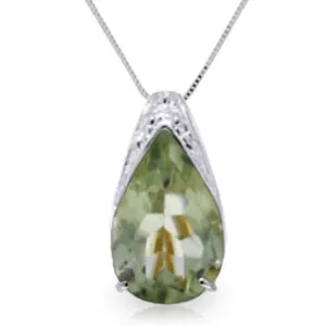 5 Carat 14K Solid White Gold Lash And Astonish Green Amethyst Necklace