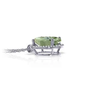 5.08 Carat 14K Solid White Gold Time Heals Green Amethyst Diamond Necklace