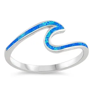 925 Silver Wave Ring With Opal Inlay