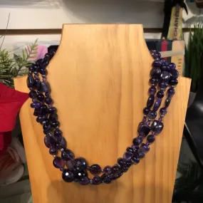 925 STERLING SILVER AMETHYST BEADED NECKLACE