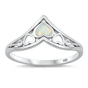 925 Sterling Silver V Shape Ring With Blue Opal