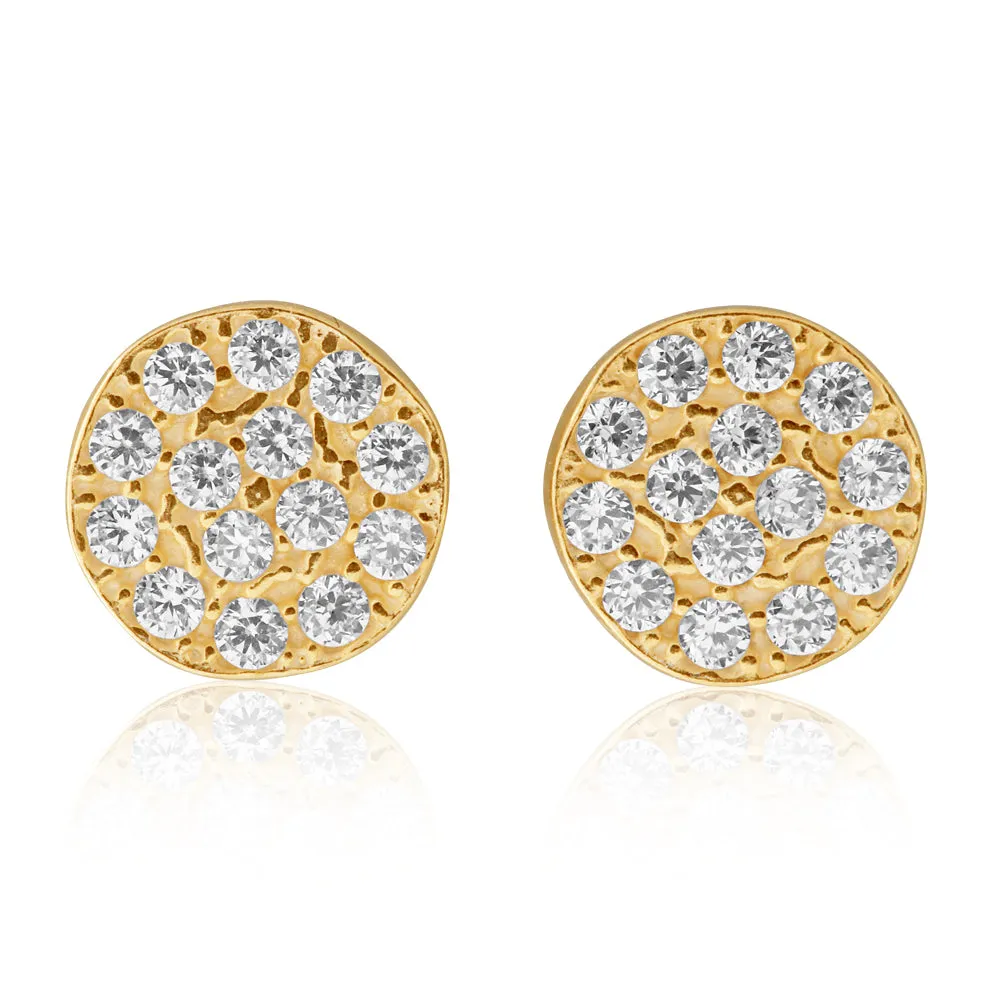 9ct Gold Silverfilled Cubic Zirconia Round Stud Earrings