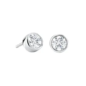 9ct white gold rubover set single stone Diamond stud earrings 0.15ct