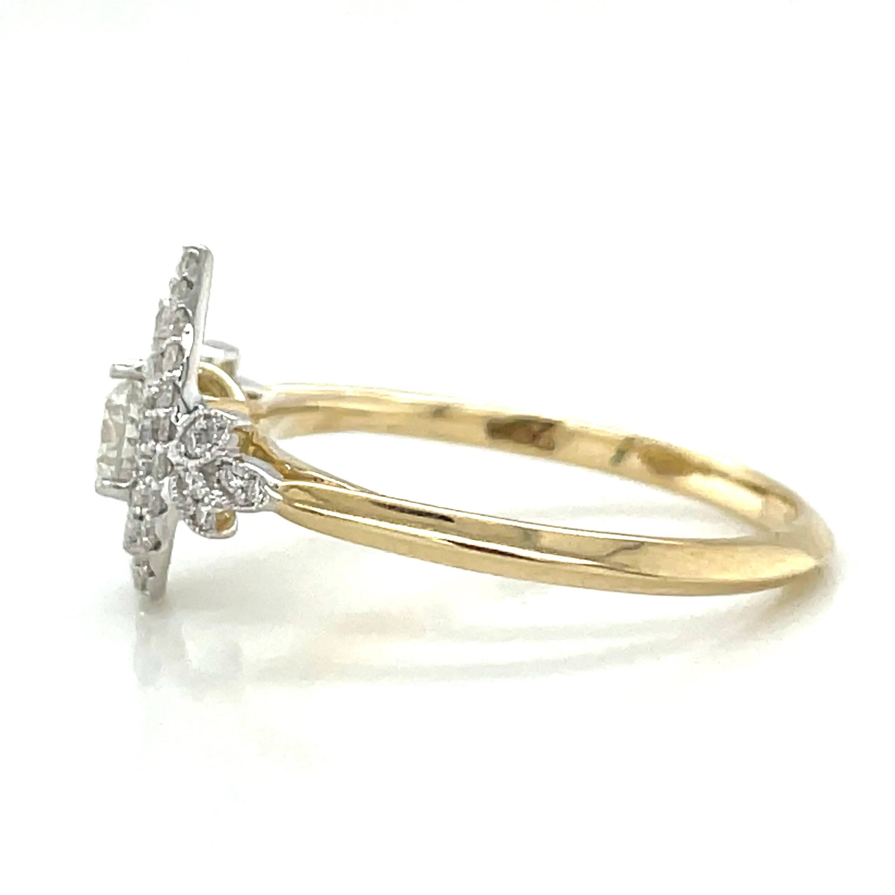 9ct Yellow Gold 0.47ct Double Pear Halo Diamond Engagement Ring