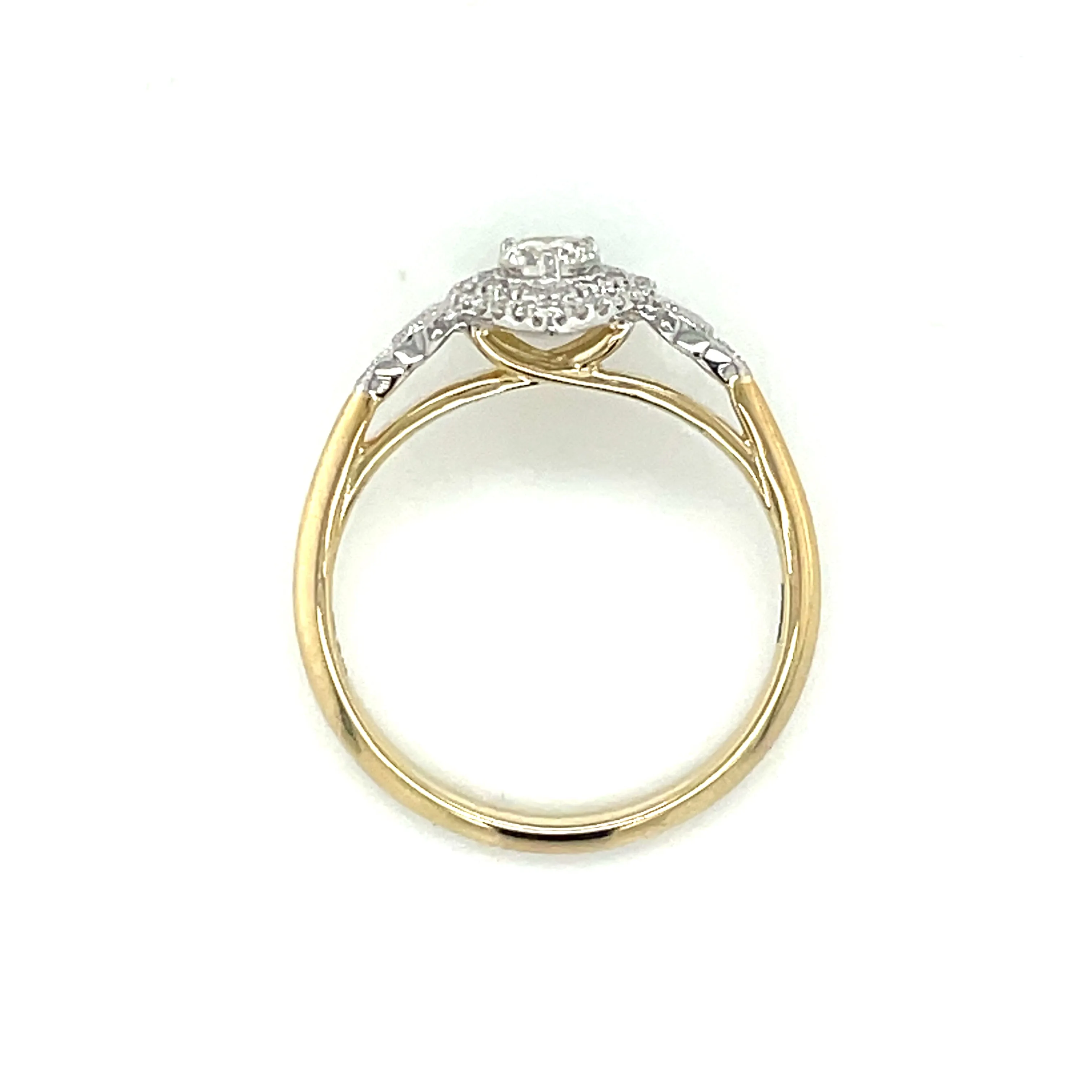 9ct Yellow Gold 0.47ct Double Pear Halo Diamond Engagement Ring