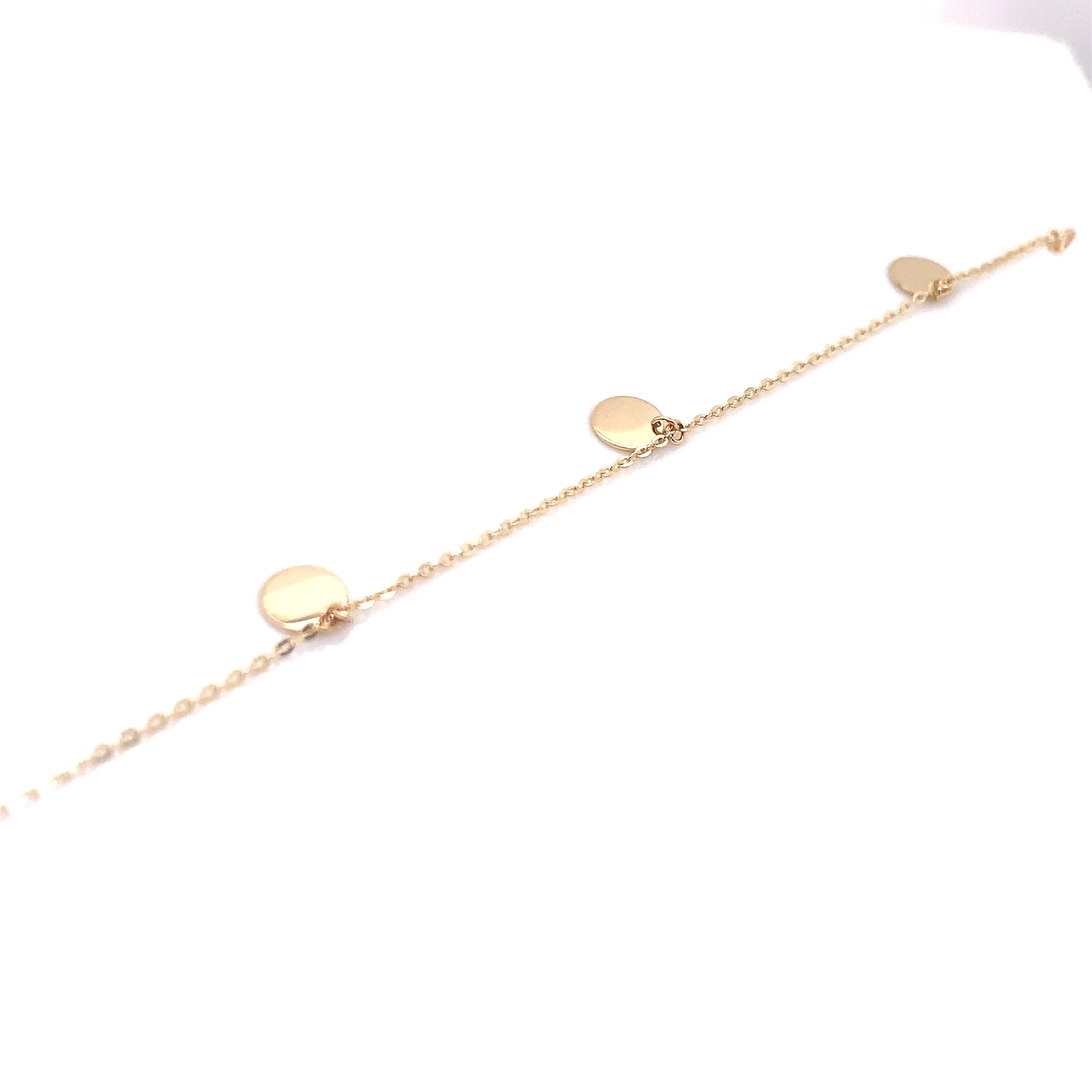 9ct Yellow Gold Drop Disc Chain Bracelet