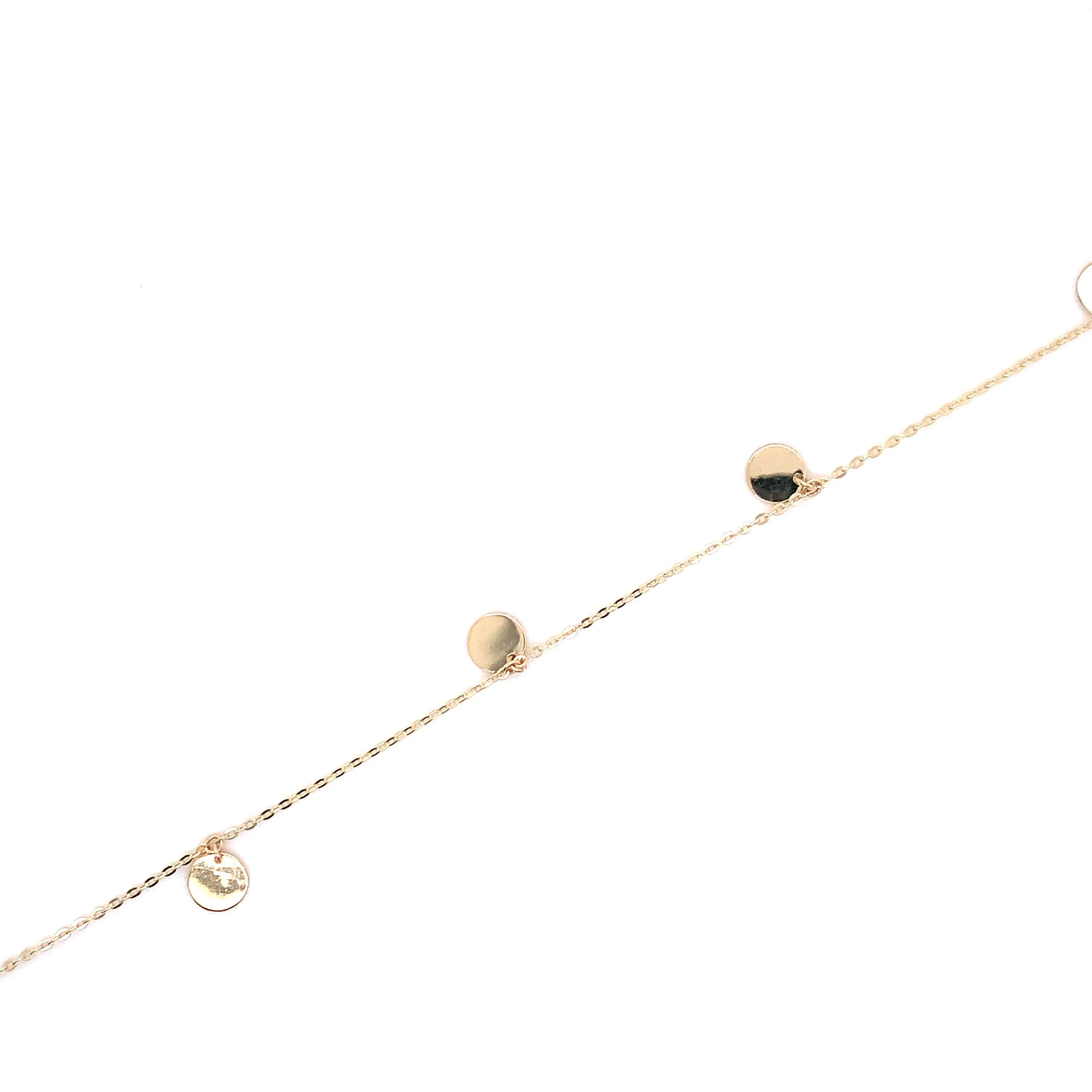 9ct Yellow Gold Drop Disc Chain Bracelet