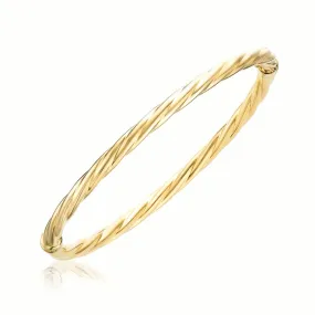 9ct Yellow Gold Silver Filled 65mm Twist Bangle