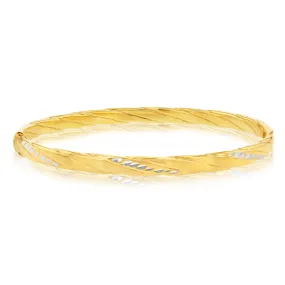 9ct Yellow Gold Silverfilled Diamond Cut Patterned 65mm Bangle