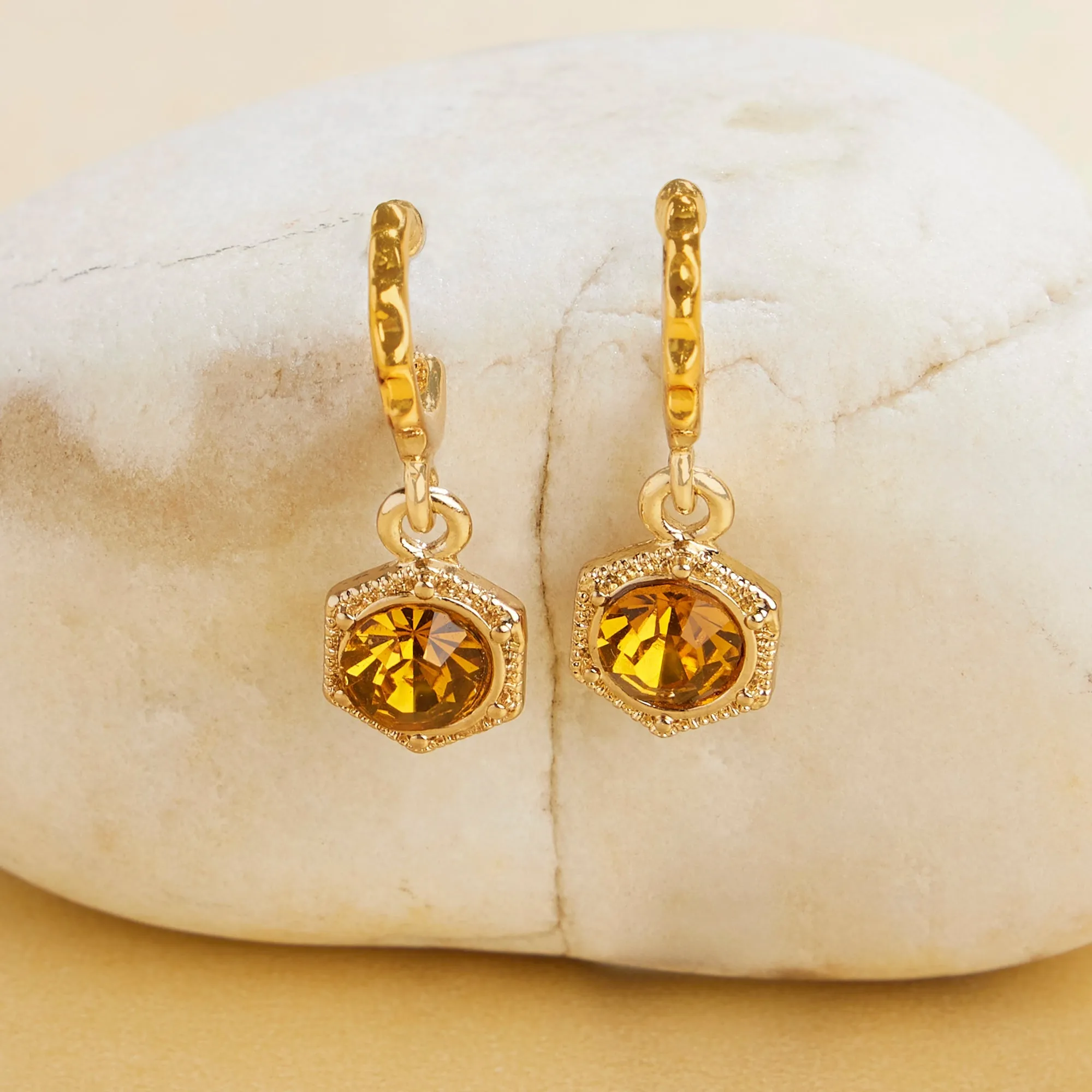 Accessorize London Women's orange Amber Crystal Short Drop Earring