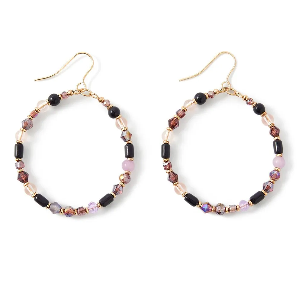 Accessorize London Women's Purple Amber Beaded Hoop Earring