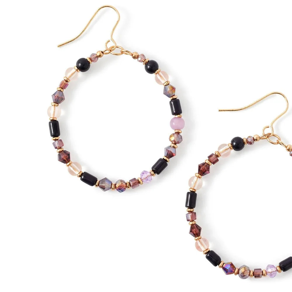 Accessorize London Women's Purple Amber Beaded Hoop Earring