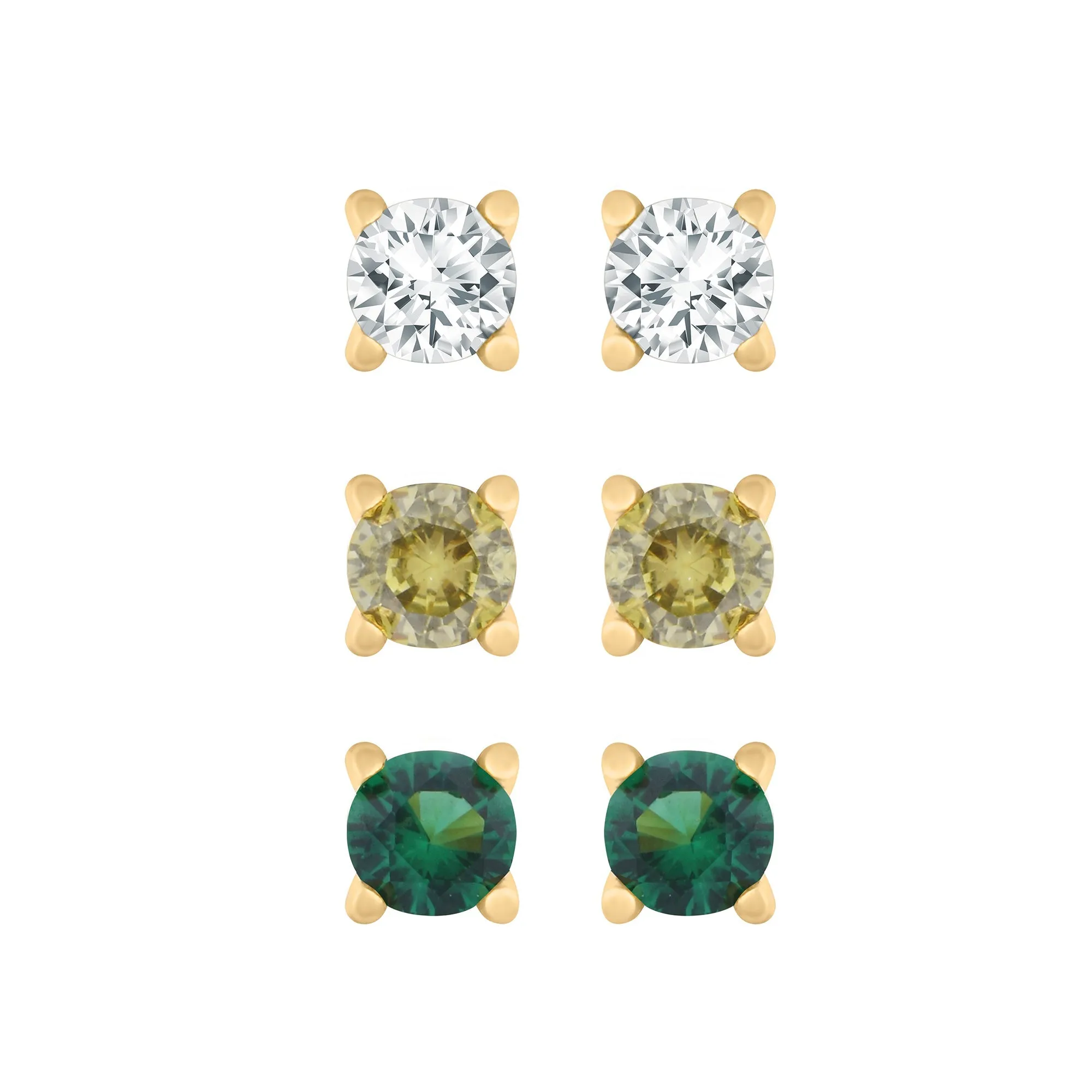 Accessorize London Women's Z Real Gold Plated Cubic Zirconia Stud Earrings pack Of 2