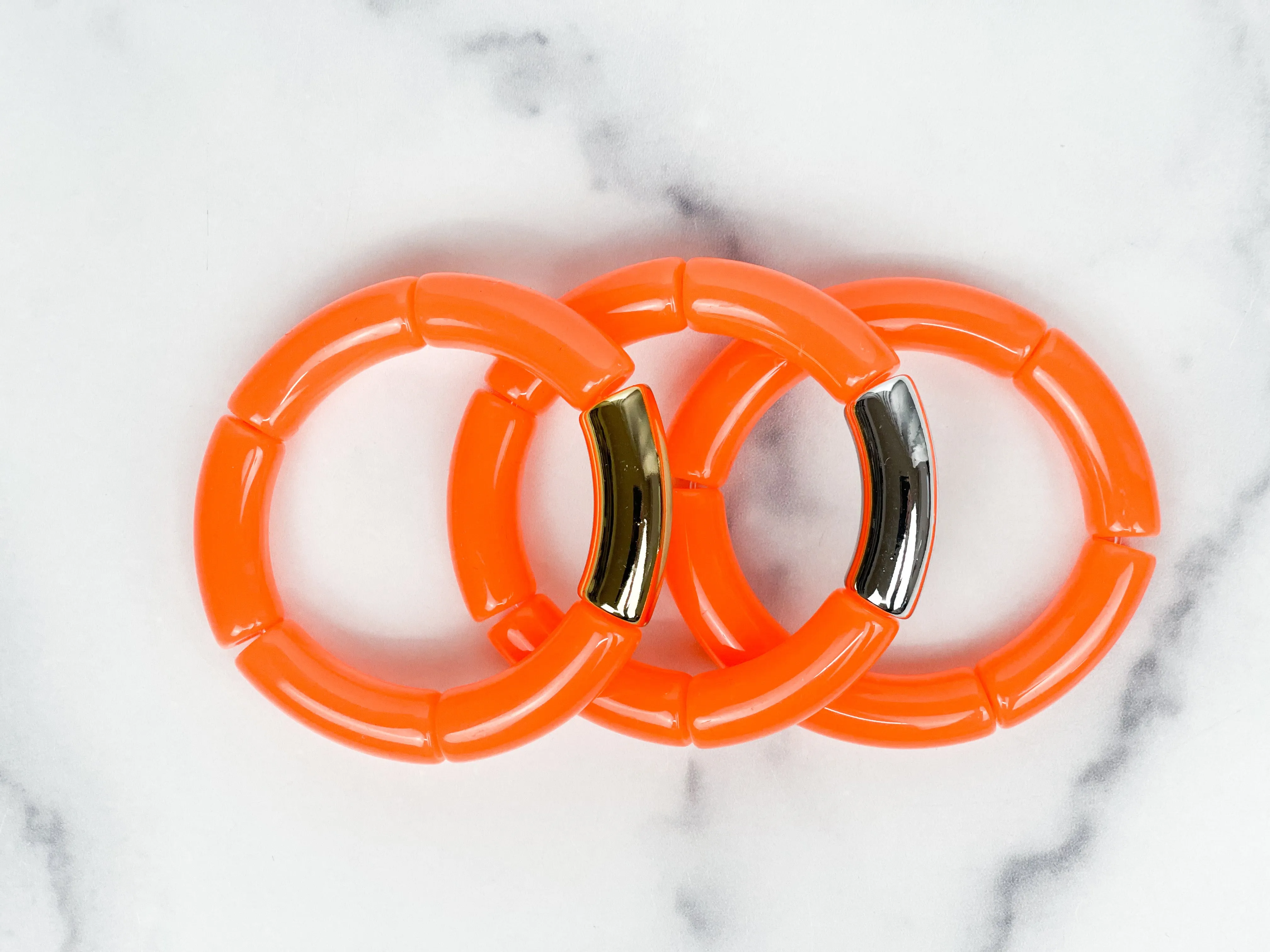 Acrylic Bamboo Bangle Bracelet "Neon Orange"