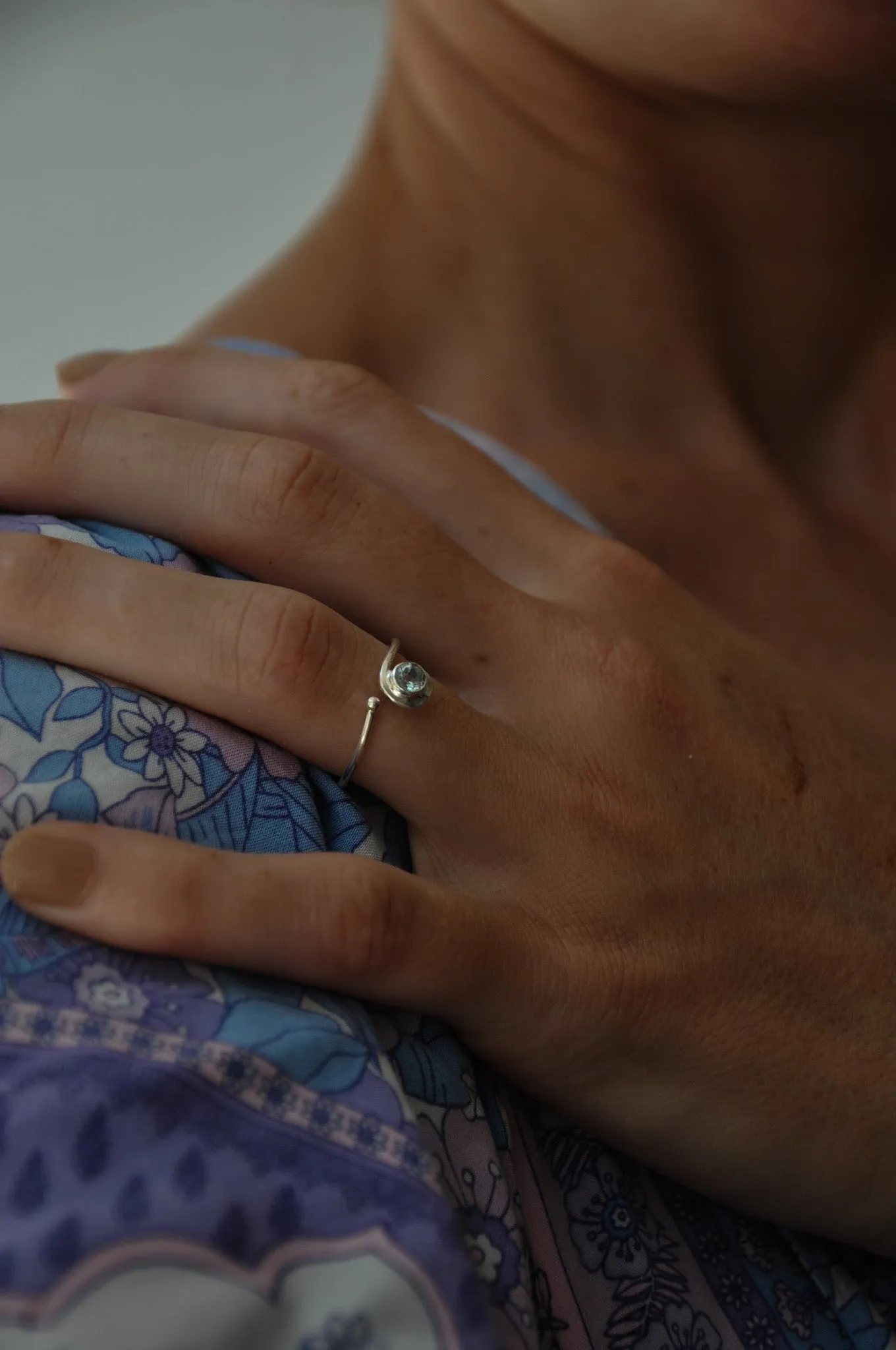 Adjustable Silver Topaz Ring