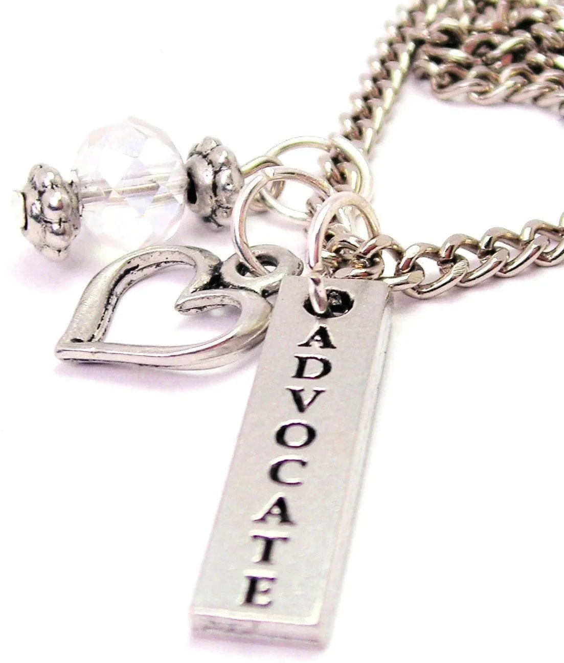 Advocate Long Tab Necklace with Small Heart