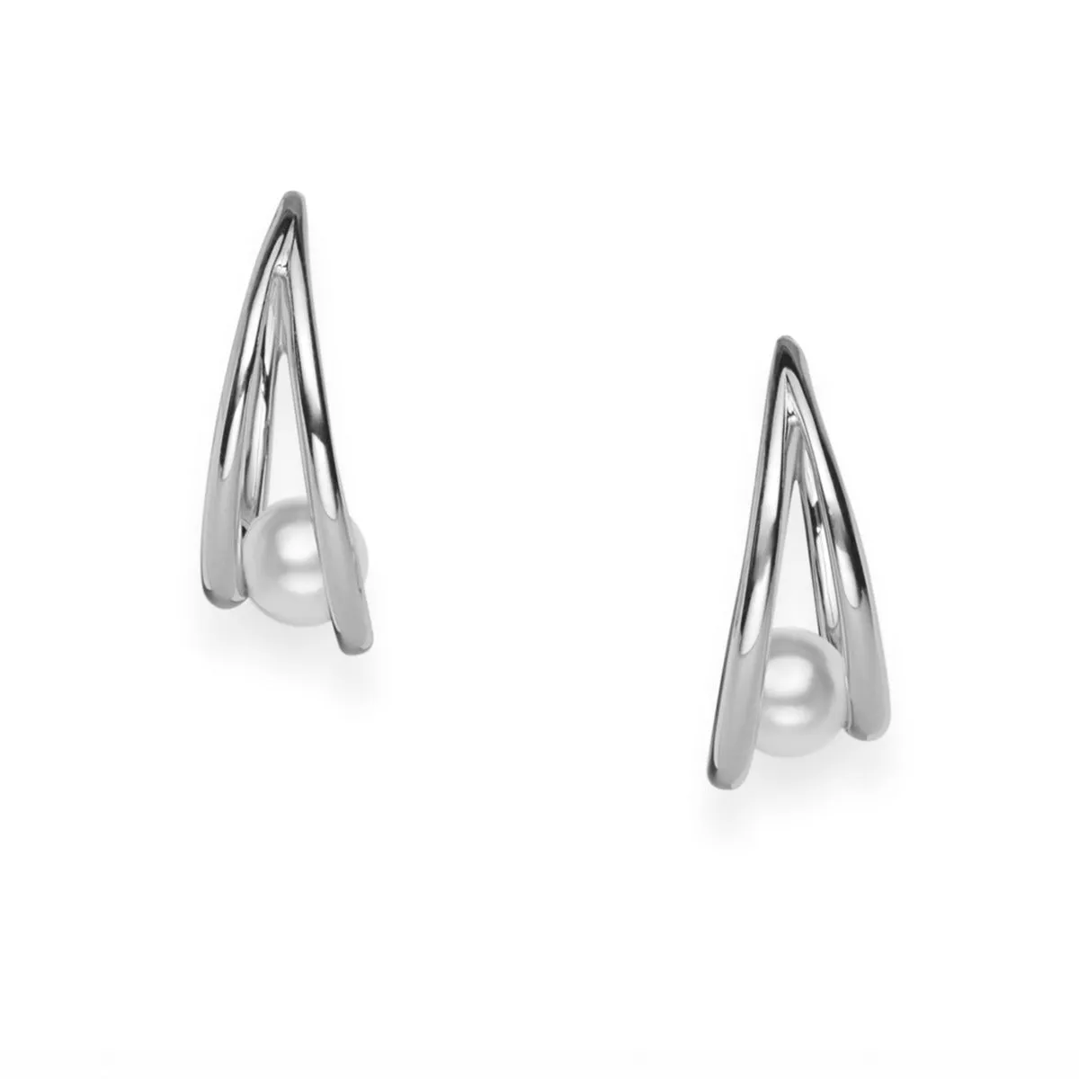 Akoya Cultured Pearl Earrings in White Gold