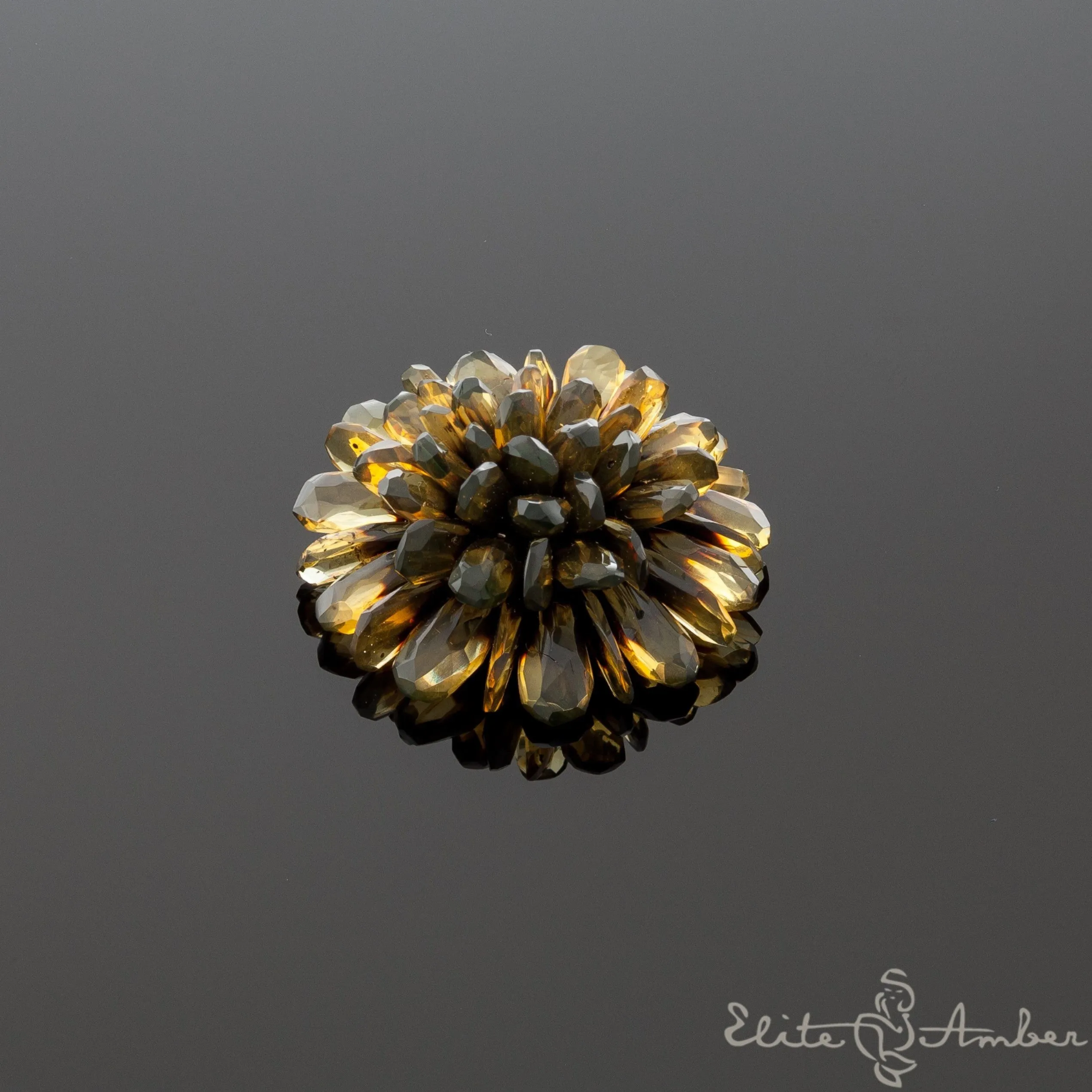 Amber brooch-pendant "Black flower"