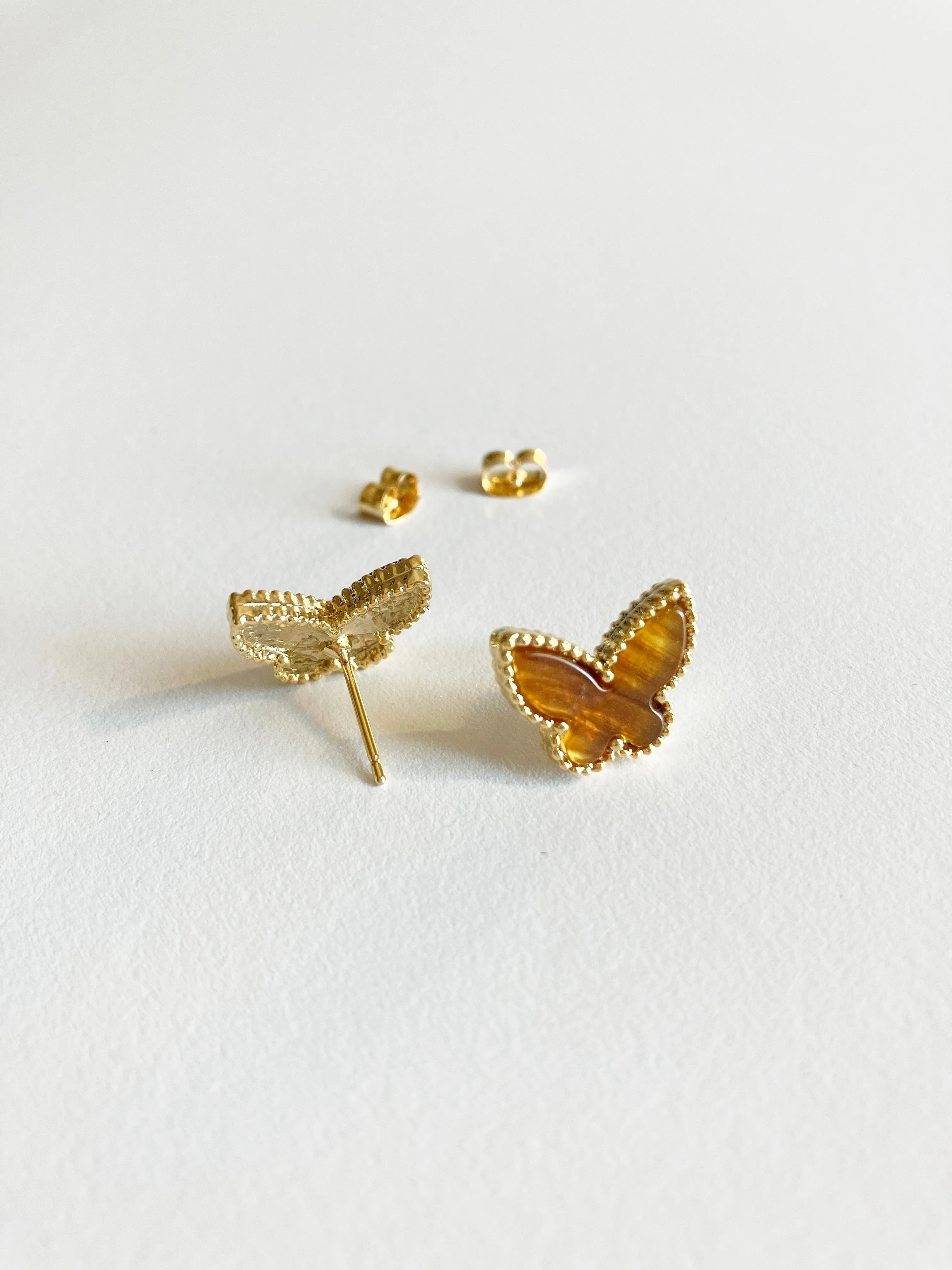 Amber Butterfly Earrings in Gold