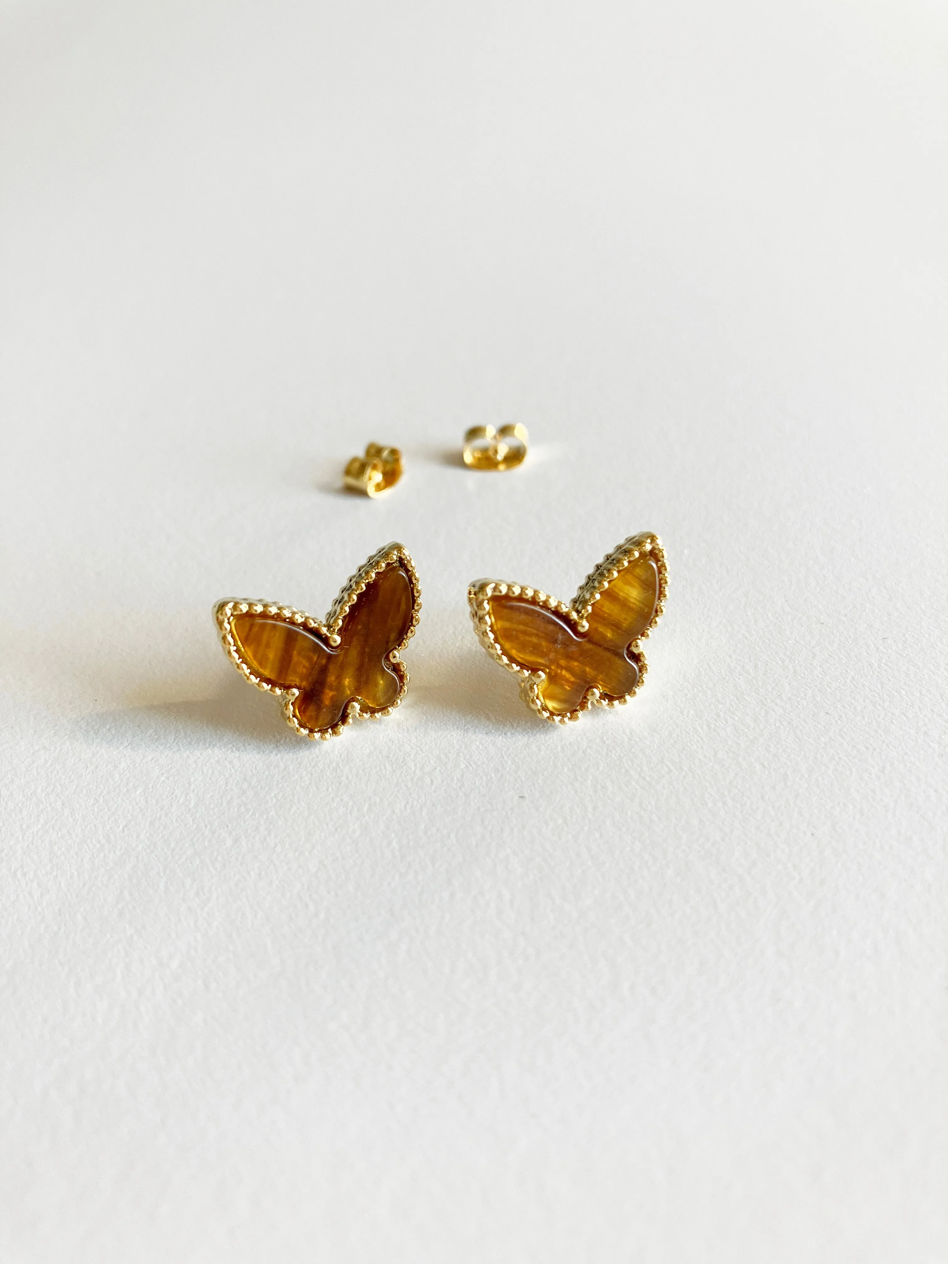 Amber Butterfly Earrings in Gold