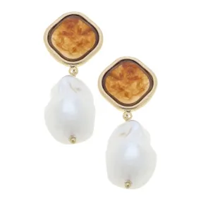 Amber Pearl Marble Earring