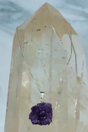 Amethyst Cluster Pendant on Sterling Silver Chain