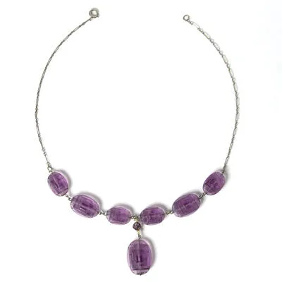 Amethyst Drop Necklace of Molded Glass