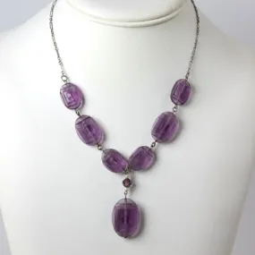 Amethyst Drop Necklace of Molded Glass