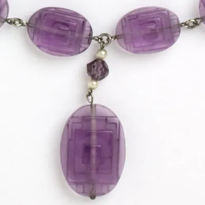 Amethyst Drop Necklace of Molded Glass