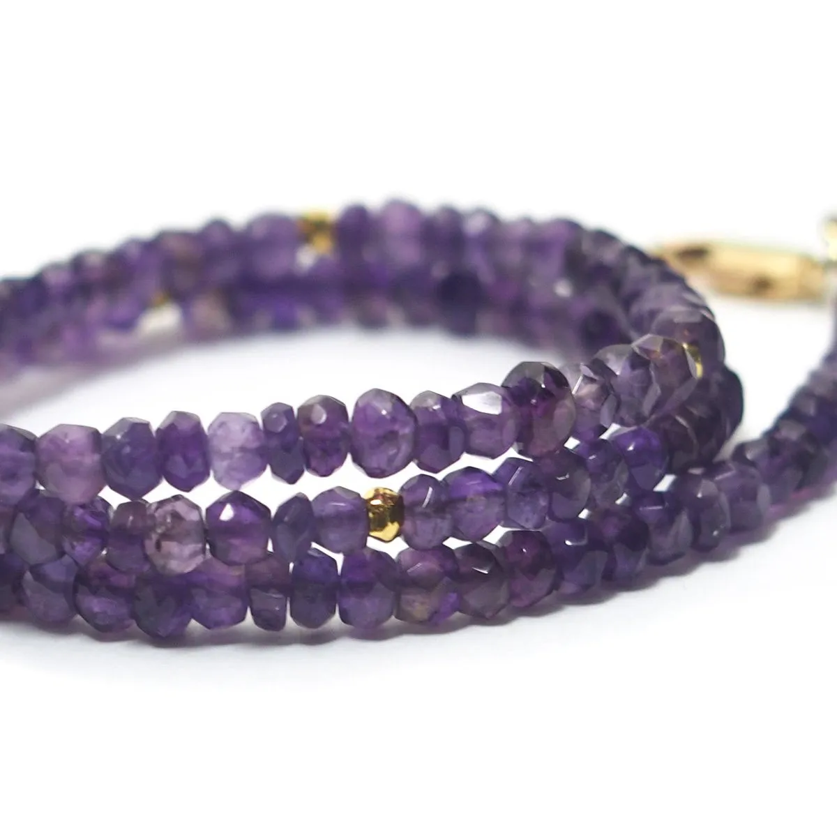 Amethyst Faceted Rondelle Choker Necklace with Gold Filled Lobster Claw Clasp